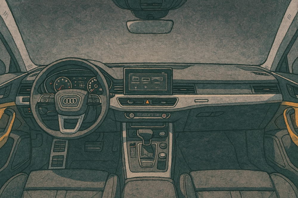 アウディのナビ：イラスト風