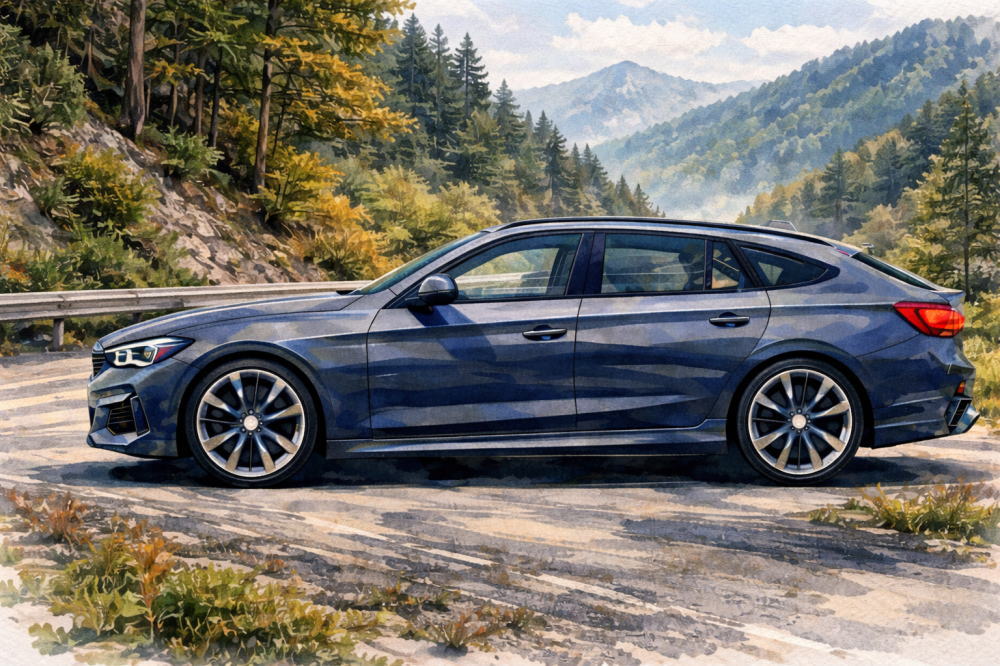 BMW X1が不人気と言われる理由を解説する記事用イメージ画像。山道と高級車風イラスト。