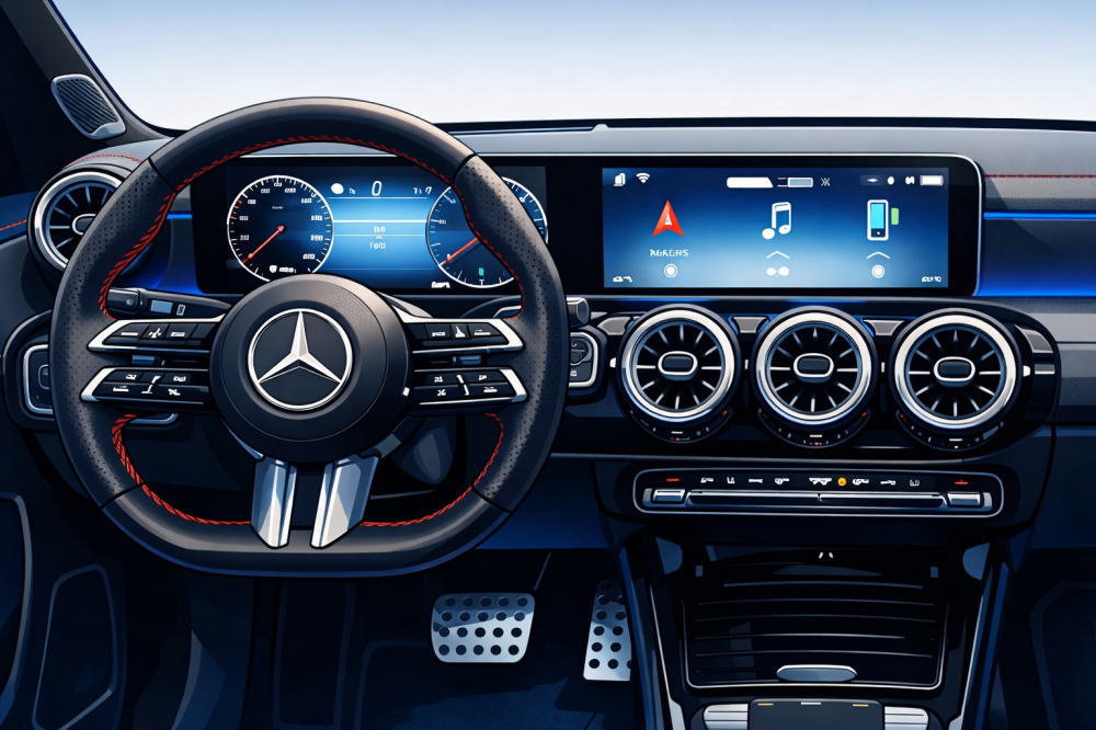 ベンツCLAのコックピットのイメージイラスト