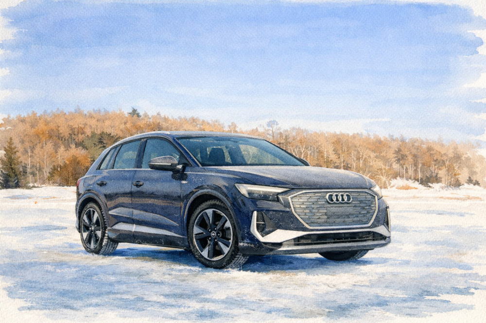 アウディのイメージイラスト(雪上のアウディ)