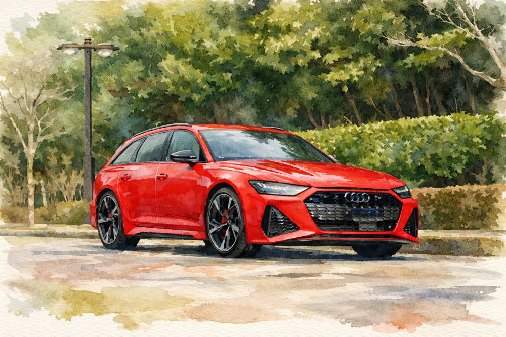 アウディのイメージイラスト(赤いステーションワゴン)