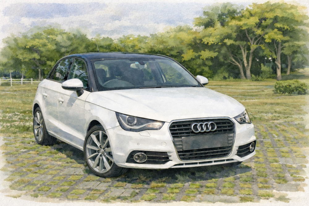 アウディのイメージイラスト(A1と緑の公園)