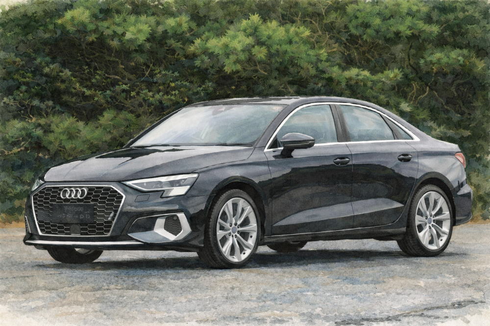 アウディのイメージイラスト（黒いA3セダン）