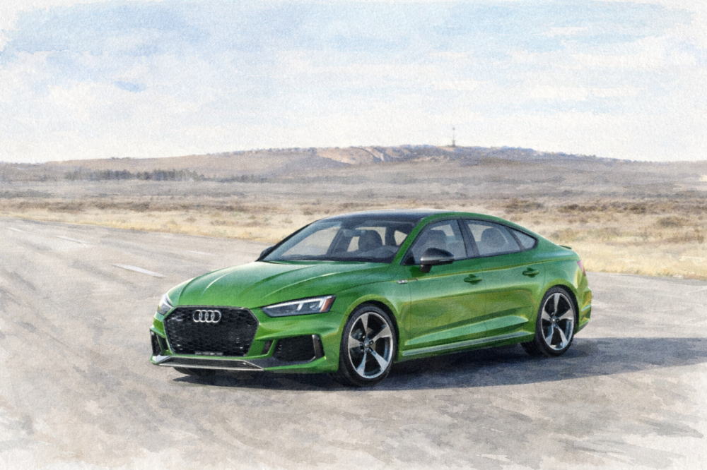 アウディのイメージイラスト(A5スポーツパックと田園風景)