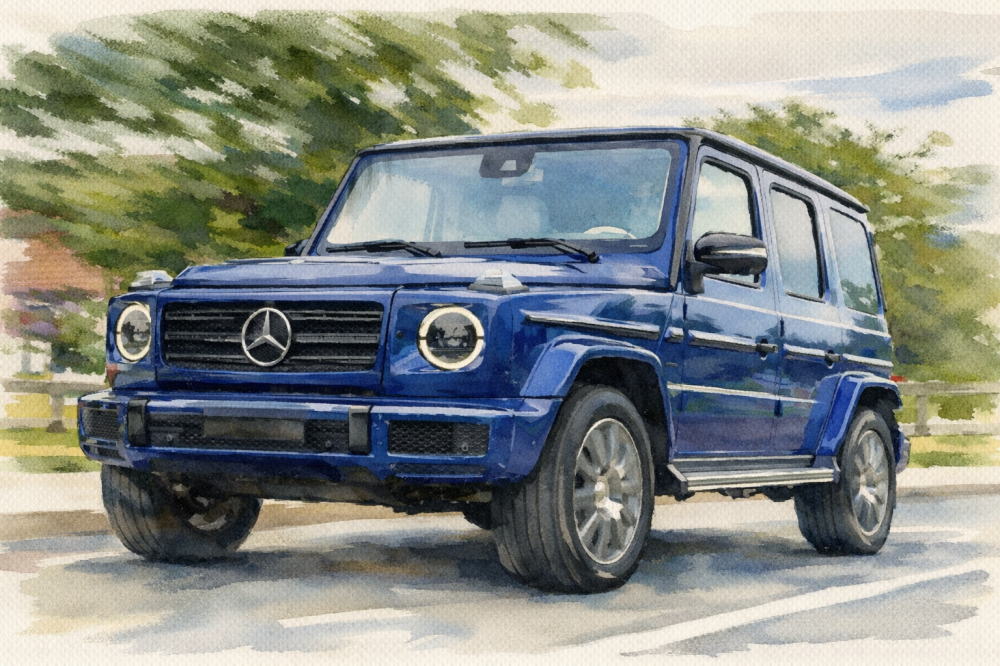 ベンツのイメージイラスト（青いベンツゲレンデ）