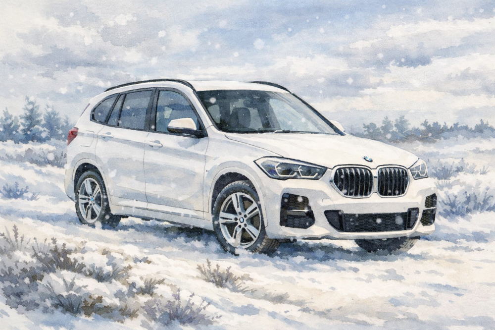 雪景色とBMW X1